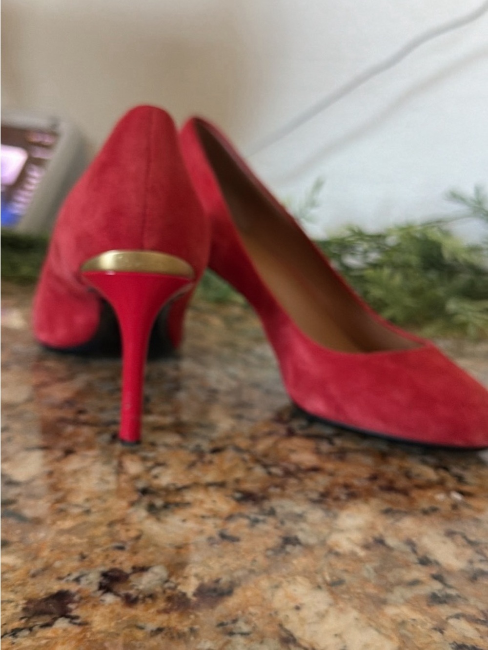 Calvin Klein Red Suede Stiletto Pumps